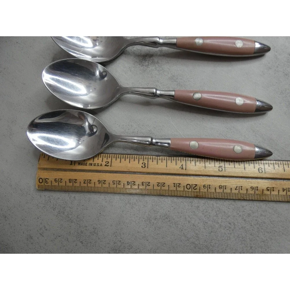WF Washington Forge Carousel Pink Set of 6 Teaspoons Stainless Steel 6 1/8